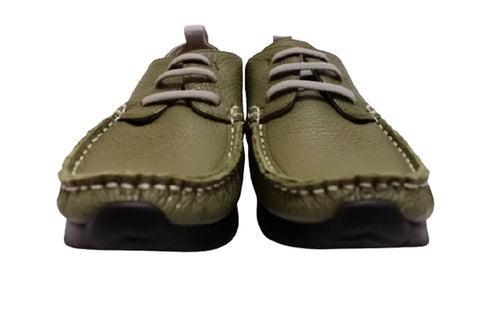 【arui_toe 3955BL カーキ】本革コンフォートモカシンデッキシューズ